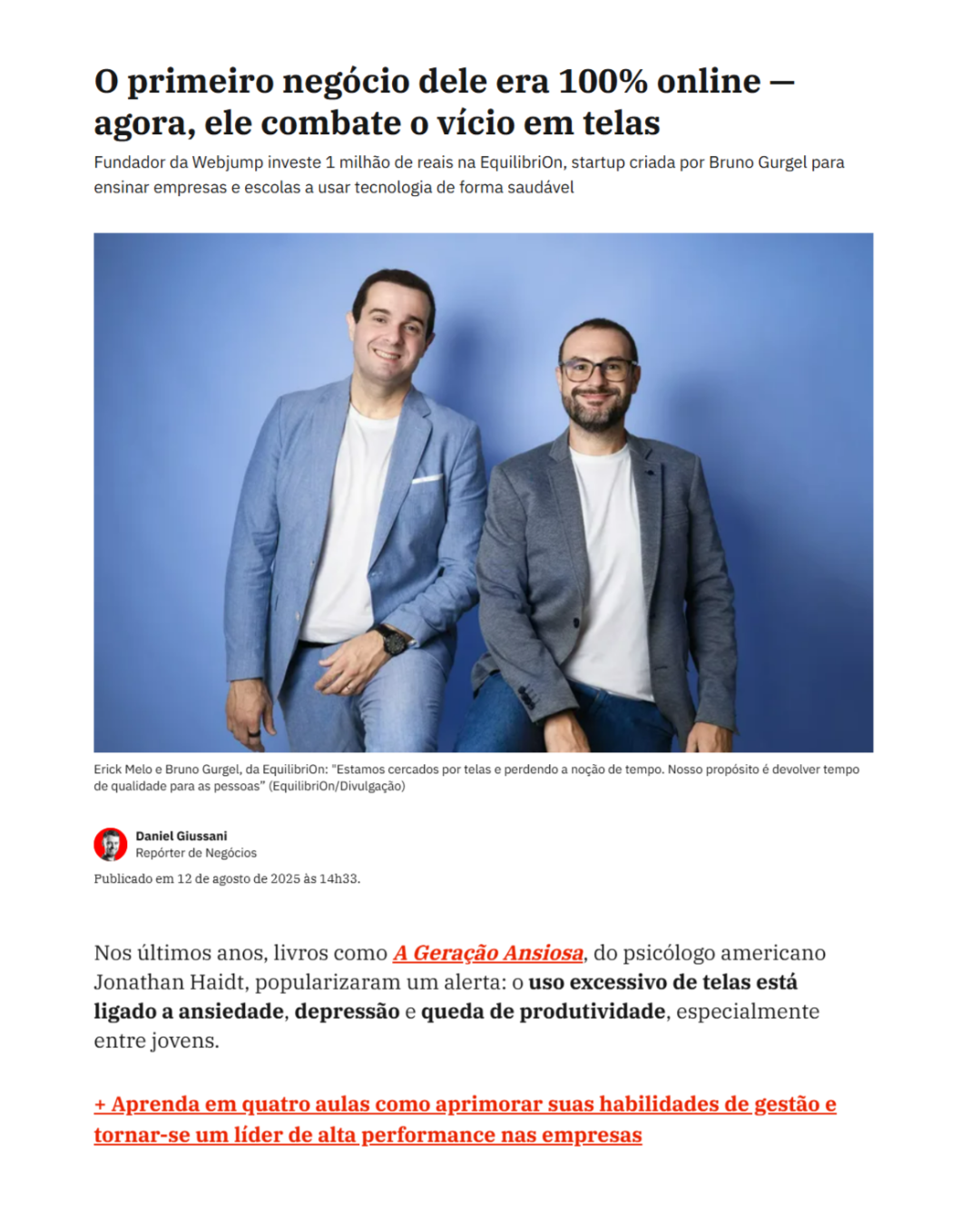 EquilibriOn na Exame: combatendo o vício em telas no ambiente corporativo